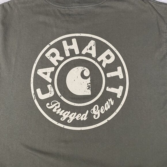 Carhartt Shirt Men's Lg Green Loose Fit Rugged Gear Graphic Tee Workwear Logo - Picture 7 of 9